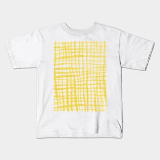 Watercolor doodle gingham - yellow Kids T-Shirt